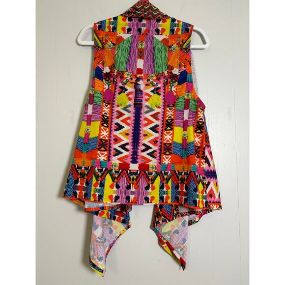 Soft Surroundings Copa Cabana L/XL Colorful Open Drape Front Vest - Picture 2 of 5